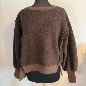We the free Brown Sherpa Sweater
